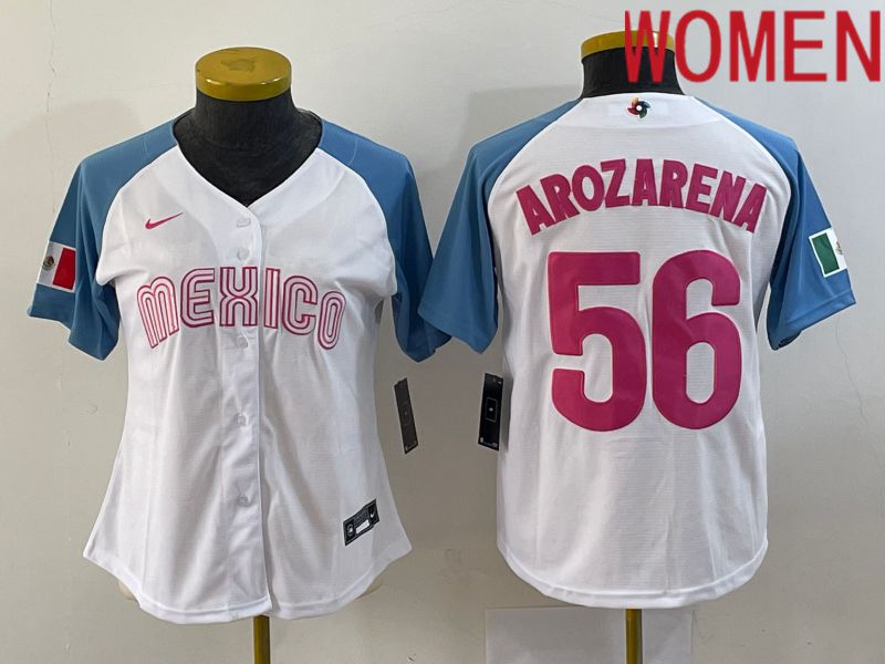 Women 2023 World Cub Mexico 56 Arozarena White Nike MLB Jersey10